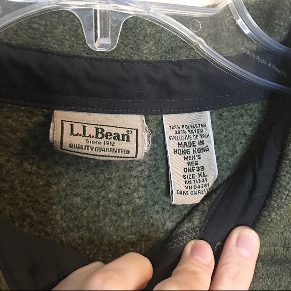 Vintage L.L. Bean Half Button Pullover Fleece Sweatshirt Dark Green Size XL - Picture 4 of 6